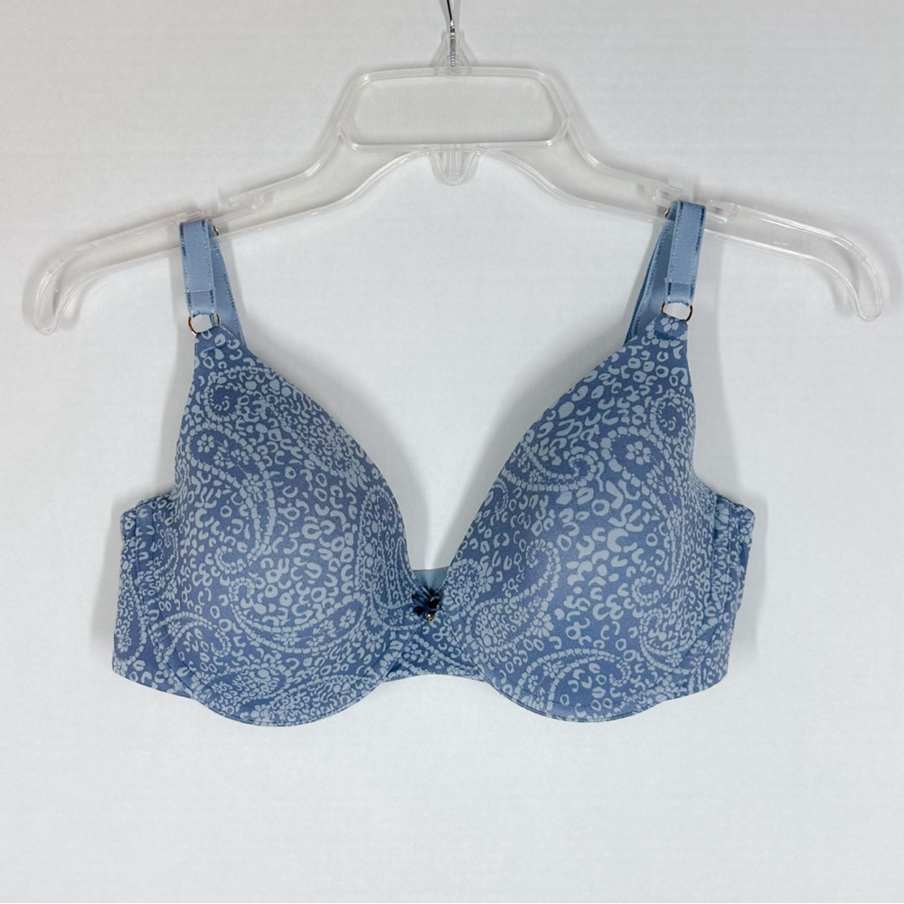 Soma 36DD Embraceable Lined Demi Bra Blue Paisley All-Ways Underwire Rn 79984